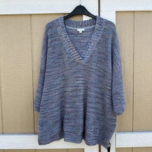 J. Jill Drop Shoulder Sweater Blue V-Neck 3/4 Sleeve Women’s Size XLP XL Petite
